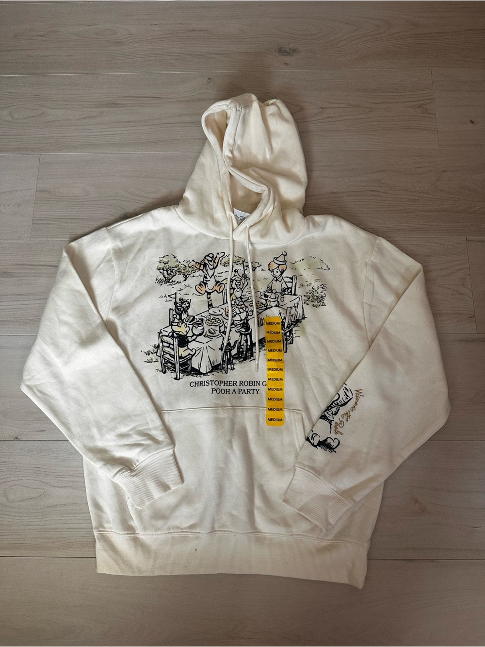 Disney Cream Christopher Robin & Pooh Party Pullover Hoodie Size Medium 0290